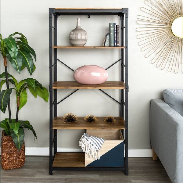 Shop Carbon Loft Minnie 64 Inch Angle Iron Bookshelf On Sale