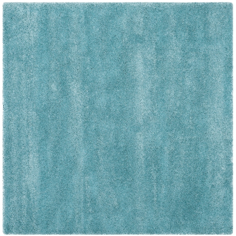 SAFAVIEH, Milan Shag Afton 2-inch Thick Area Rug - 5'1" Square - Aqua Blue