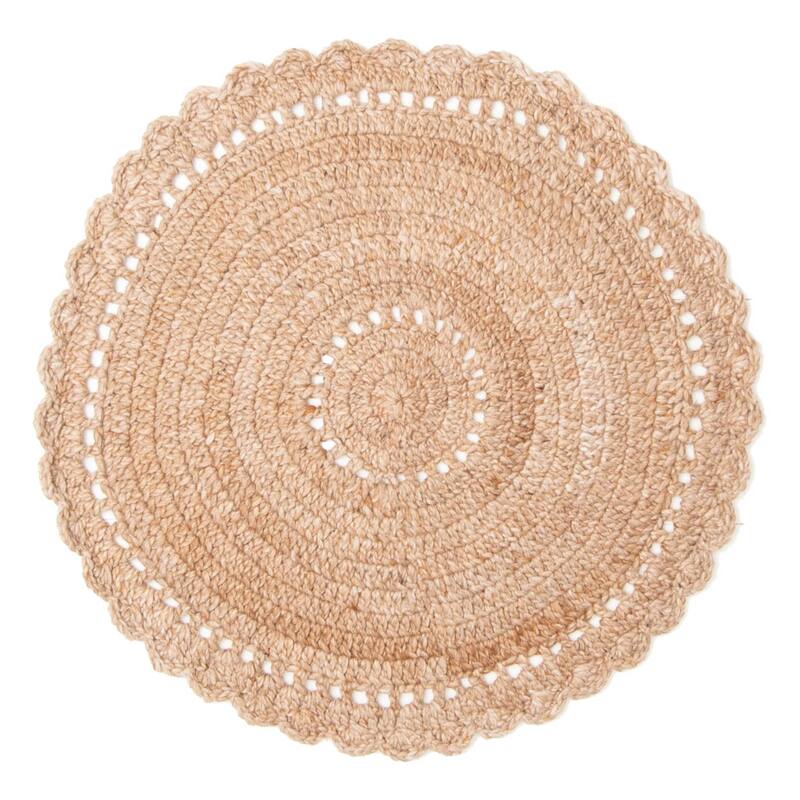 ECARPETGALLERY Braid weave Sienna Tan Wool Rug - 3'2 x 3'2