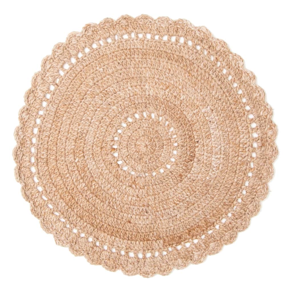 ECARPETGALLERY Braid weave Sienna Tan Wool Rug - 3'2 x 3'2