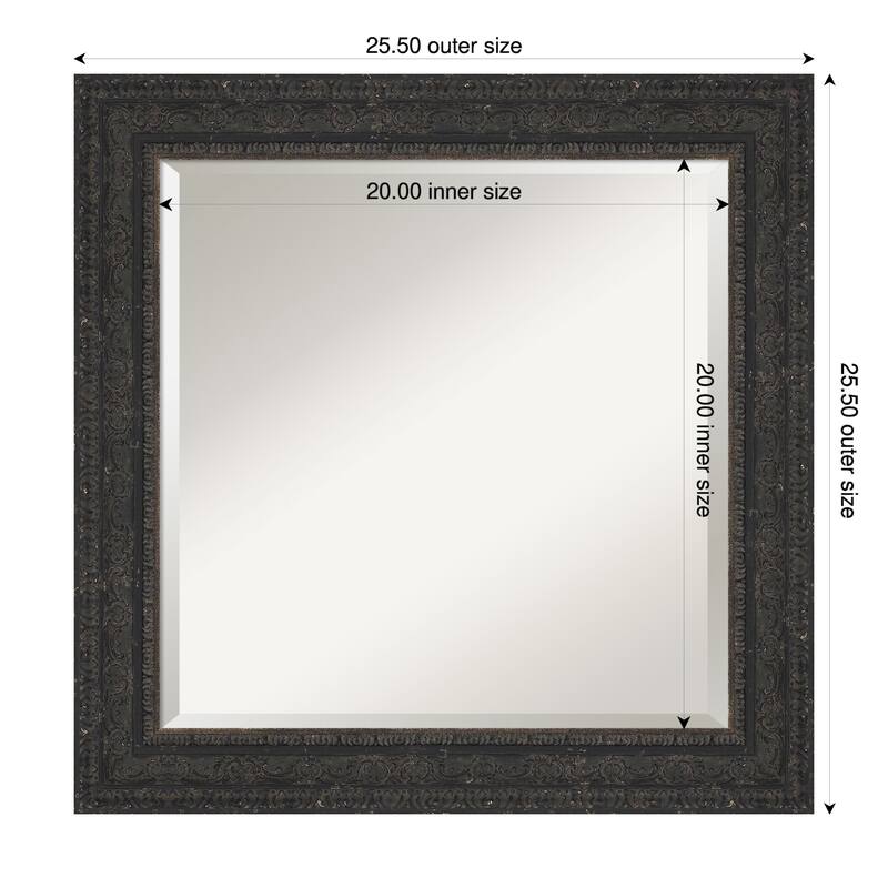 Attic Aged Beveled Wood Framed Wall Mirror - 26 x 26 in - Attic Aged Black