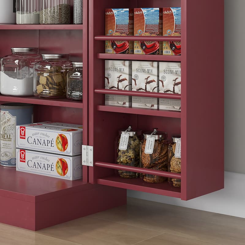 HOMCOM 41" Kitchen Pantry Storage Cabinet, Freestanding Kitchen Cabinet with 12 Door Shelves, Double Doors, 5-tier Shelving