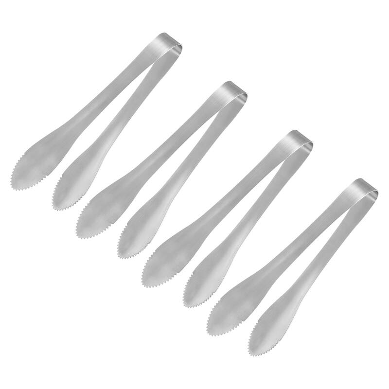 Serving Tongs, 4pcs 7 Inch - Stainless Steel Ice Tong for Bar, Cafe - Silver