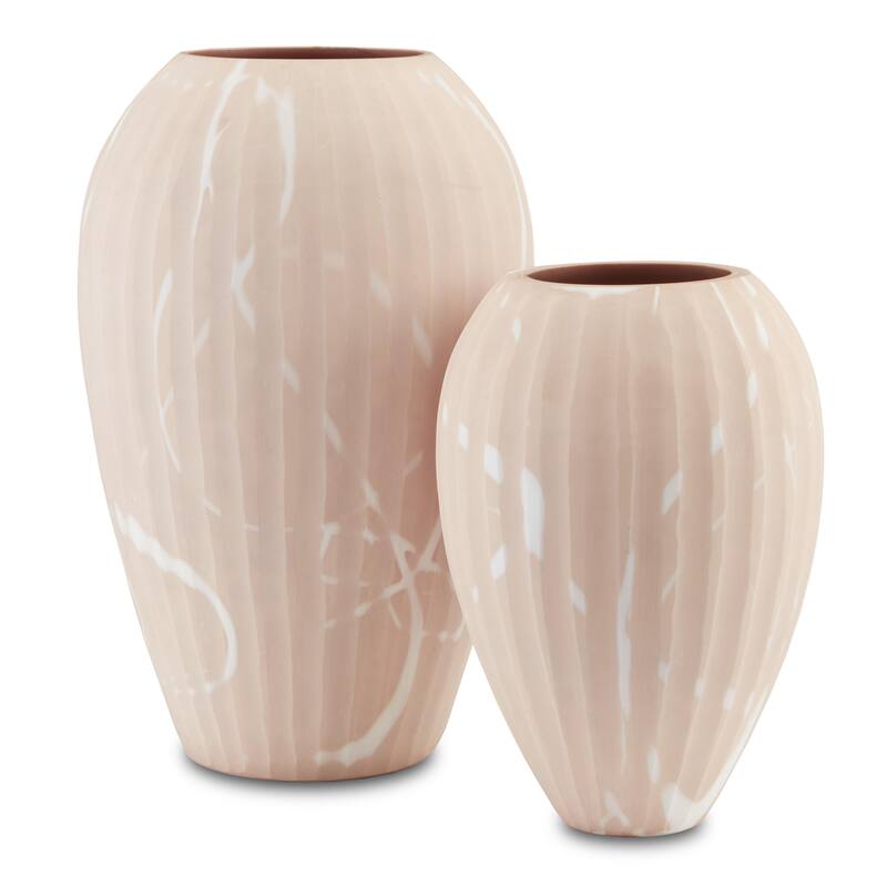 Currey & Company Lawrence Sand Vase Set of 2 - Blush/White