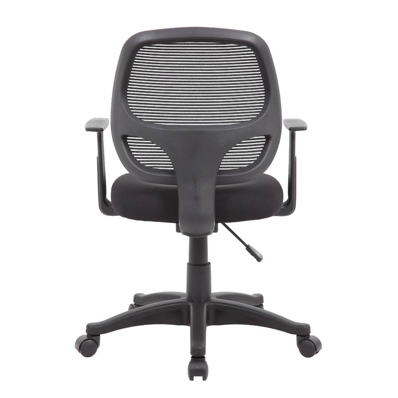 Maya Rolling Office Chair with T-Arms, Black Mesh, Foam Padding