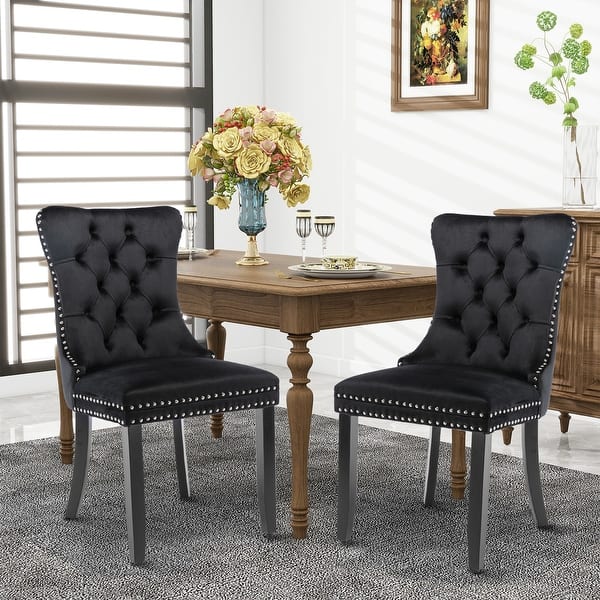 Parsons Chair Black Velvet Tufted Dining Chairs Set Of Hollywood