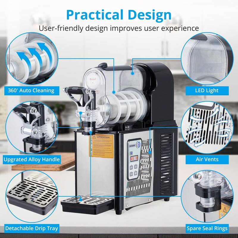 Commercial Slushie Machine - 0.8 Gal Self-Cleaning