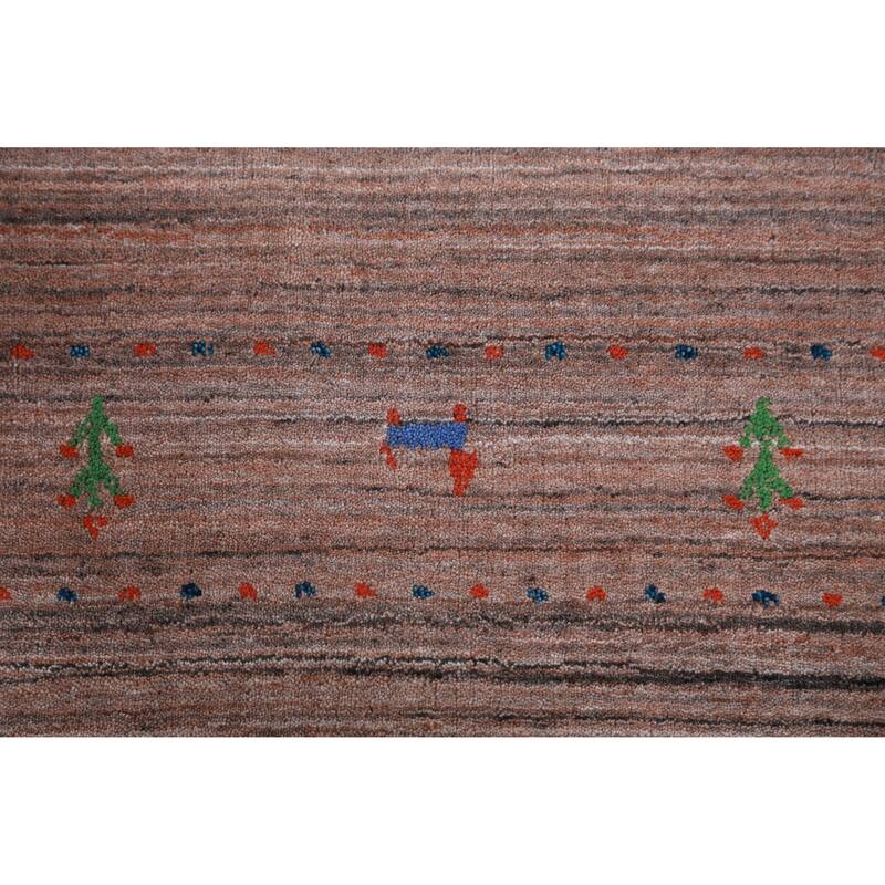 Hand Knotted Oriental 100% Wool Carpet Tribal Animal Pictorial Multi-Colored Gabbeh Area Rug - 4' 10'' X 3' 1''