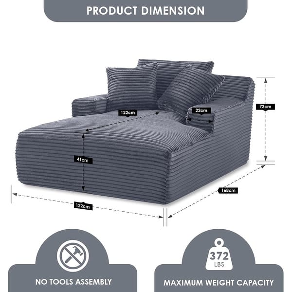 Cloudline Oversized Chaise Lounge Chair in Soft Corduroy, Cozy Sleeper Sofabed for Living Room, Bedroom, No Assembly Required