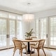 preview thumbnail 7 of 7, 4-Light Double White Fabric Drum Shade Crystal Chandelier