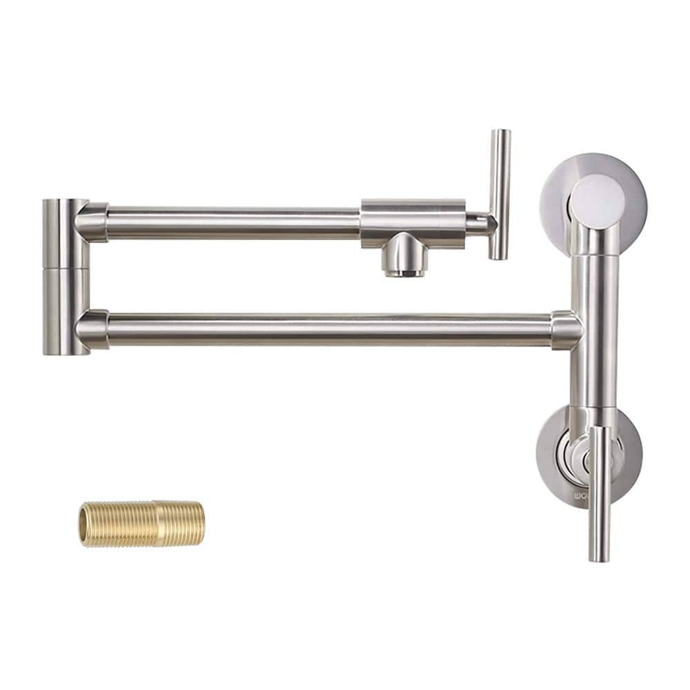 WOWOW Wall Mounted Pot Filler with Control Double Joint Swing Arm