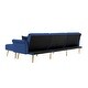 preview thumbnail 8 of 7, Modern Velvet Upholstered Reversible Sectional L-Shaped Sofa Bed with Movable Ottoman and Nailhead Trim Blue