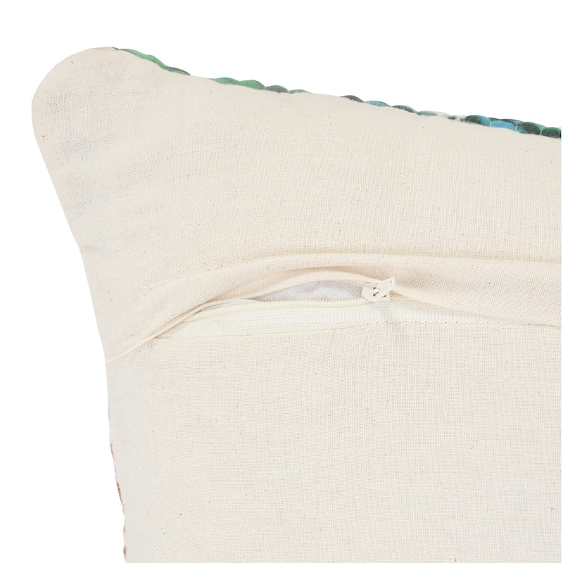 Sevita White and Multicolored Chindi Chevron Throw Pillow