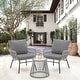 preview thumbnail 16 of 52, EROMMY 3-Piece Patio Conversation Set with Glass Table & 2 Armchairs, Seat Cushions 3-Piece set - Grey