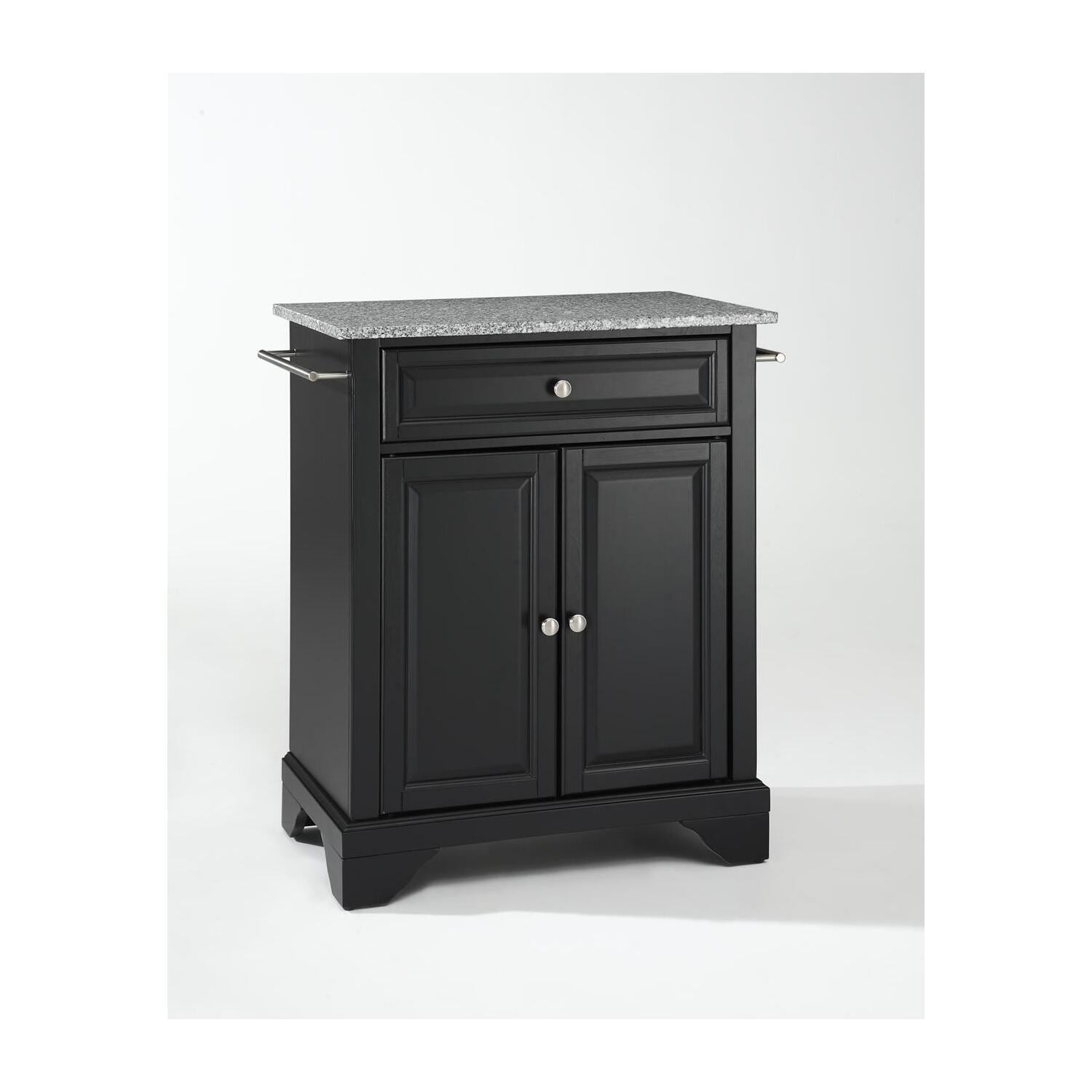 Kitchen Island Cart Granite Top Portable Kitchen Storage Island Modern Kitchen Furniture White Gray - Black