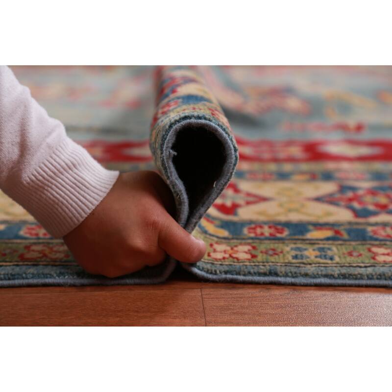 Hand Knotted Oriental 100% Wool Carpet Traditional Geometric Navy Blue & Blues Kazak Area Rug - 16' 3'' X 9' 10''