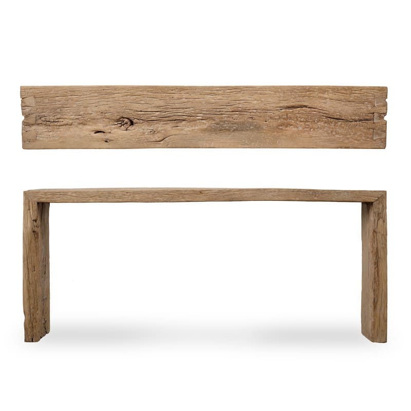 Approx.6-6.5ft Long Vintage Waterfall Console Table Weathered Natural Wood (Size And Finish Vary)