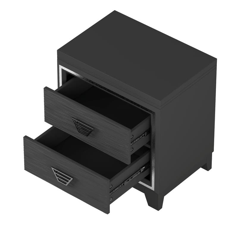 Elegant 2-Drawer Nightstand with Metal Handle and Sparkling Shiny Decoration, Modern Bedside Table End Table for Bedroom