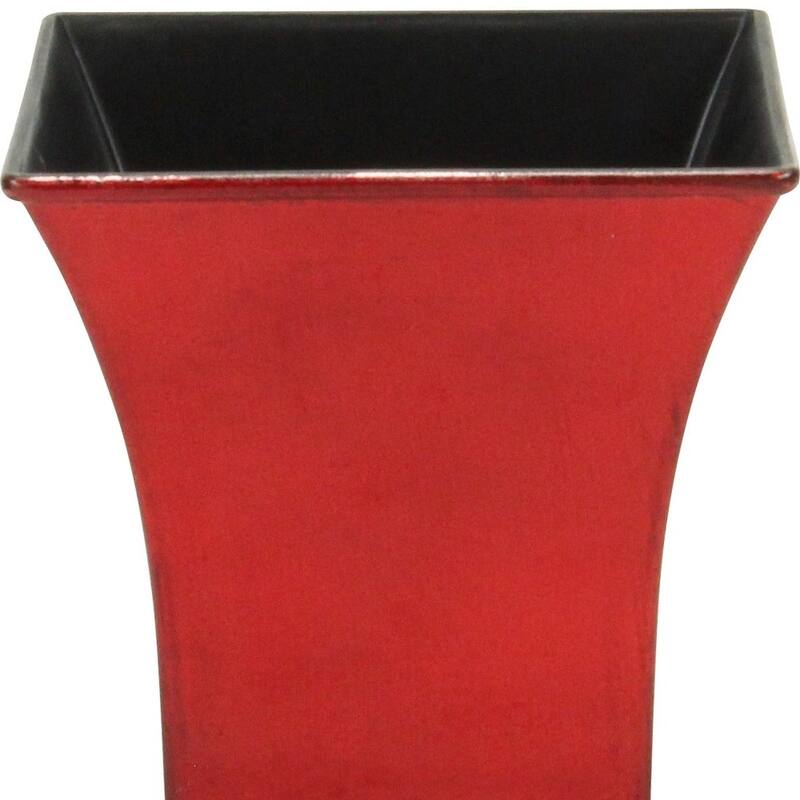 HomeRoots 5" Red Recycled Plastic Indoor Outdoor Square Pot Planter