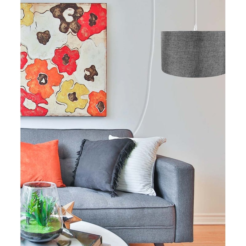 1-Light Plug-In Swag Pendant Ceiling Light Granite Grey Shade, 16" Wide