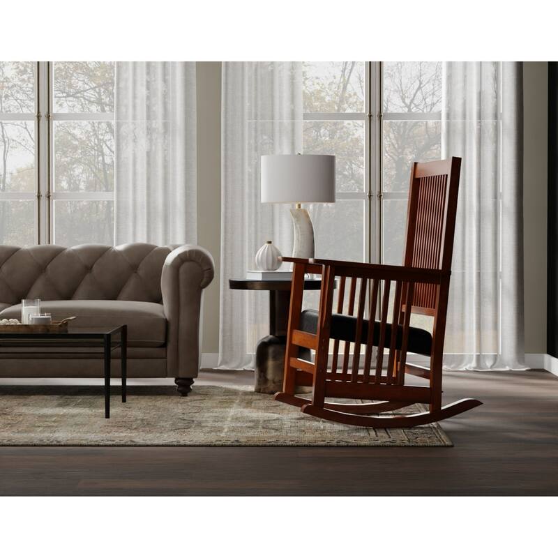 Upholstered Mission Rocker Chair - 47" - Chestnut Brown