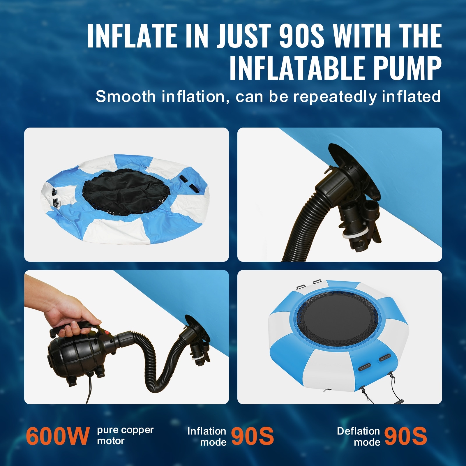 VEVOR Inflatable Water Bouncer 6.5ft Recreational Water Trampoline Kids Adults Floating Rebounder for Pool Lake Water Sports Bed Bath Beyond 40369171