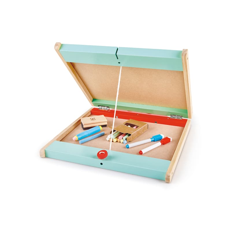 Hape Store & Go Double-Sided Easel W/ Blackboard & Magnetic Whiteboard