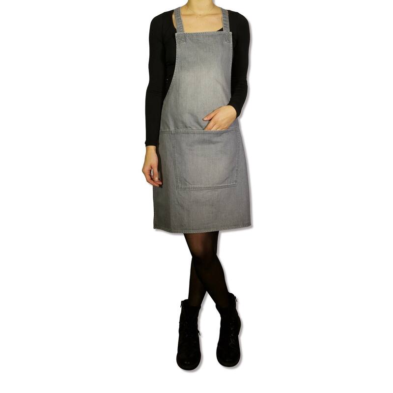 Suspender Style Apron - Grey