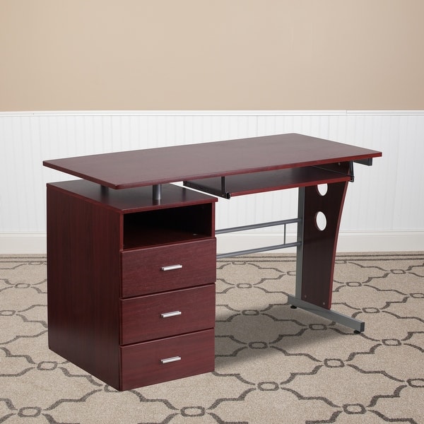 slide 2 of 45, Pedestal 3-drawer Computer Desk with Keyboard Tray