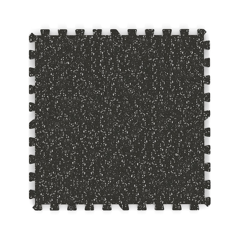 Black Interlocking Foam Exercise Mat Puzzle Tiles 48 Sq Ft Rubber and PE Foam Gym Flooring - 24" x 24"