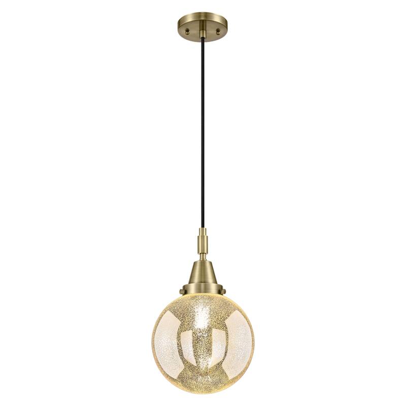 Innovations Lighting Downtown Urban - Caden Beacon - 1 Light 8" Cord Hung Mini Pendant - Antique Brass/Mercury Shade