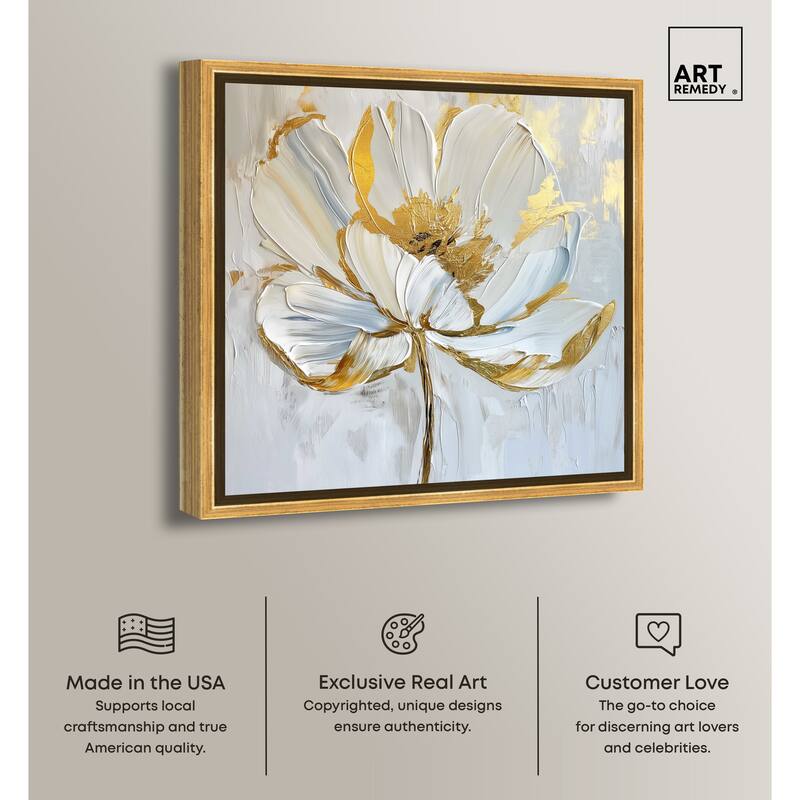 Art Remedy Gold Magnolia II Framed Floral Fine 1 Piece Canvas Wall Art