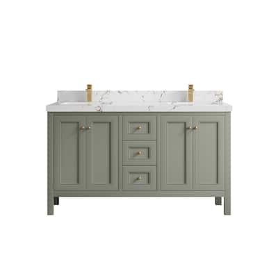 Willow Collections 60 in. W x 22 in. D Nashville Double Bowl Sink Bathroom Vanity with Countertop