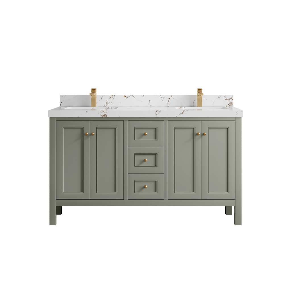 Willow Collections 60 in. W x 22 in. D Nashville Double Bowl Sink Bathroom Vanity with Countertop
