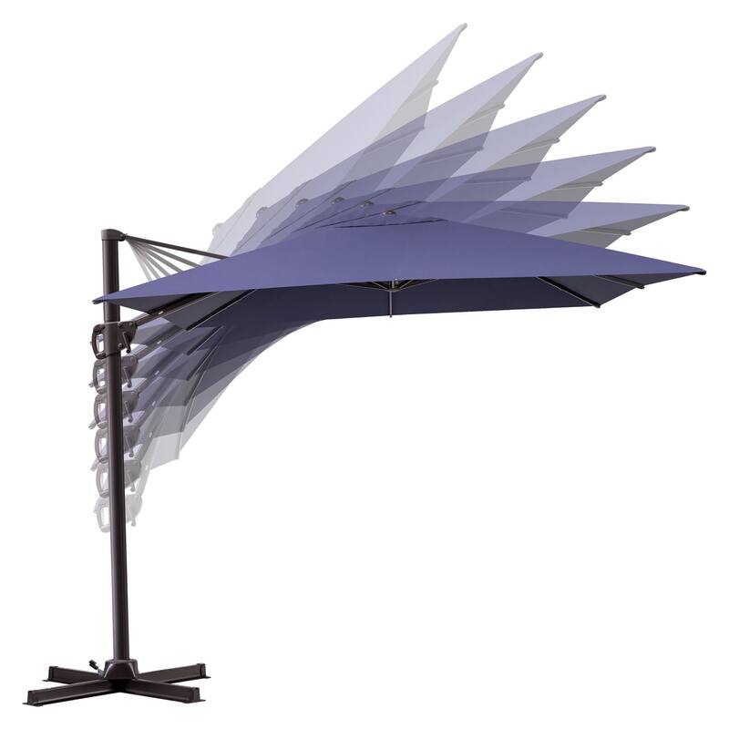 Outdoor 9 x 11 Ft Cantilever Patio Umbrella 360 Degree Rotation with Wheel Base