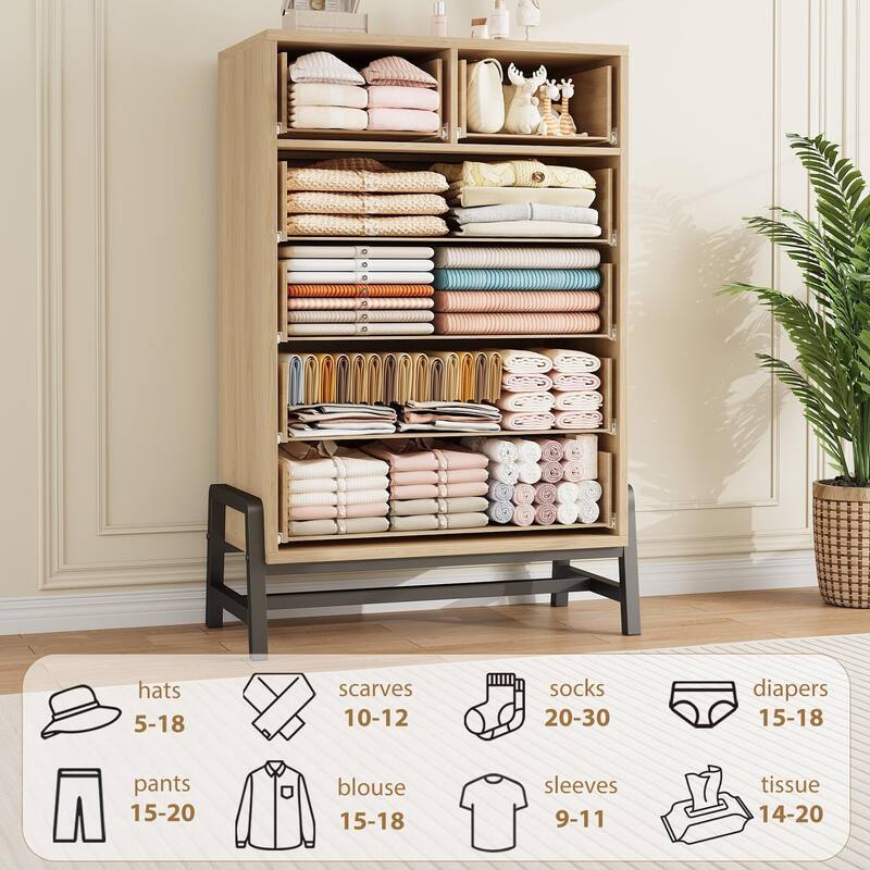 4/6/7 Drawer Dresser for Bedroom, Freestanding Wooden Storage Chest