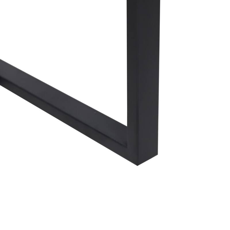 Roomfitters Modern Industrial Bar Table, Rectangular Wood Slat Top Pub Dining Furniture with Black Metal Frame, Grey+Black