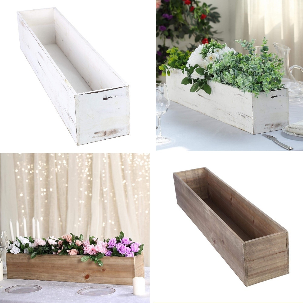 Rustic Wood Rectangular Planter Boxes 30x6-Inch - Bed Bath \u0026 Beyond -  42216489, image size:1000x1000