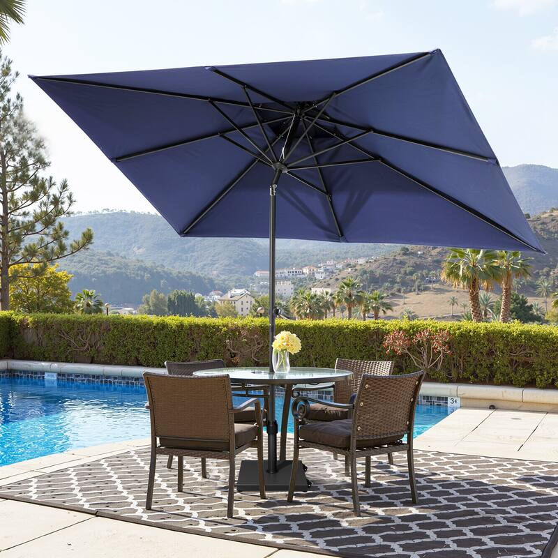Pellebant Outdoor Patio 10 X 6.5 FT Double Top Market Umbrella with Wheels Base