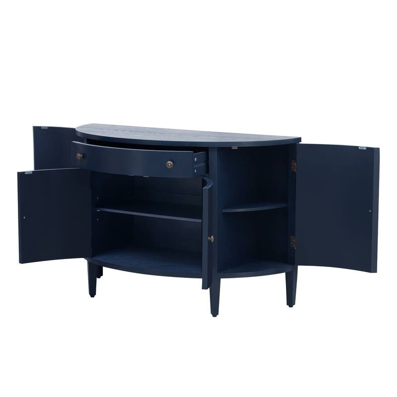 Curved Design Storage Cabinet with Adjustable Shelves and Drawer