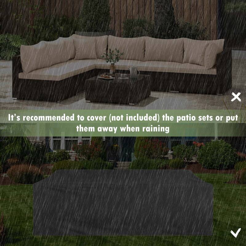Costway 7 PCS Patio Rattan Furniture Set Sectional Sofa Cushioned - See Details