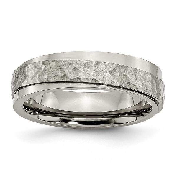 Chisel Titanium 6mm Hammered and Polished Band