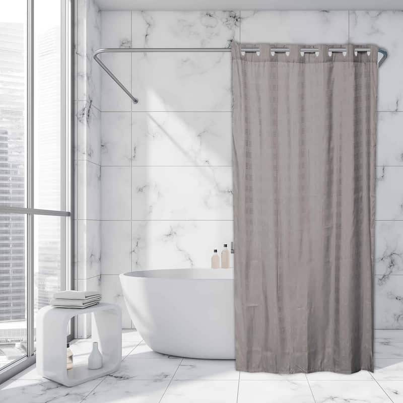 Extra Long Shower Curtain Polyester Hook Less Cubic 79"L x 71"W - Taupe