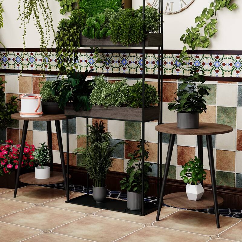 Round End Table Modern White Side Table for Living Room Bedroom Nightstand Accent Table with 2-Tier Faux Marble Wood Top