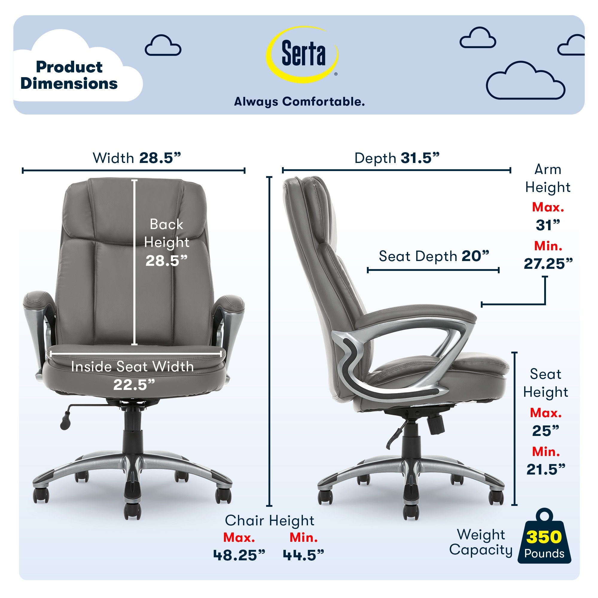 Serta high back executive chair deals