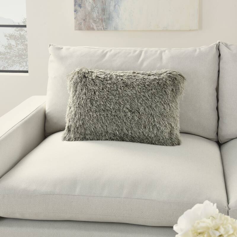 Mina Victory Shag Solid Glam Throw Pillow