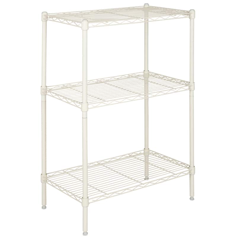 SAFAVIEH Storage Danita Mini 3 Tier Heavy Duty Commercial Chrome Wire Silver Shelf - 23.2" x 13.3" x 35" - 23Wx13Dx35H