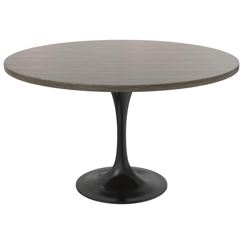 Verve Mid-Century Modern 48-inch Round Dining Table - 4-Seater with Black Steel Tulip Base - 47.24