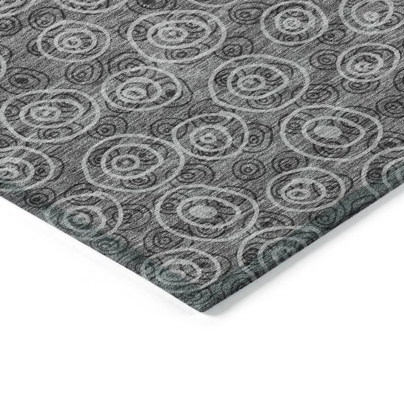 Machine Washable Indoor/ Outdoor Chantille Modern Bubbles Rug
