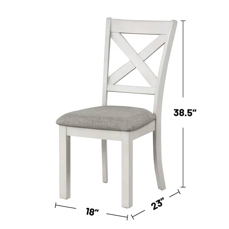 7 Piece Wooden Dining Set with Cross Back Chair in Rustic White Oak
